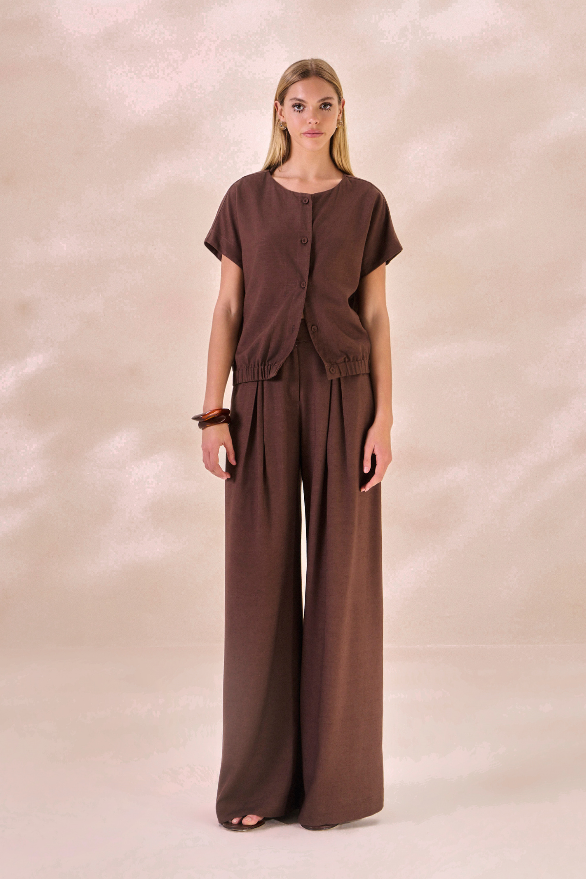 Calça Pantalona Oceane Marrom