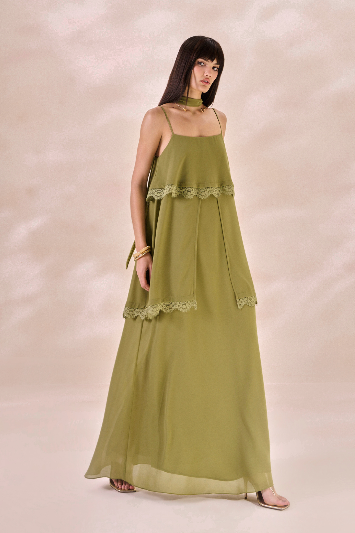 Vestido Chiffon Solange Verde Alecrim