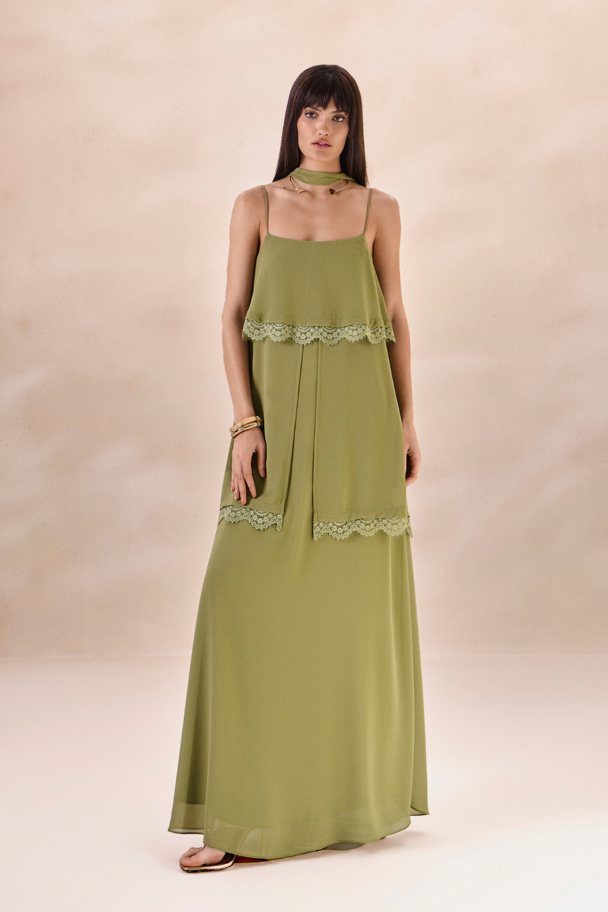 Vestido Chiffon Solange Verde Alecrim