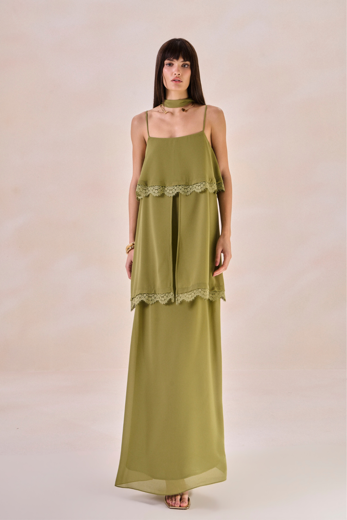 Vestido Chiffon Solange Verde Alecrim