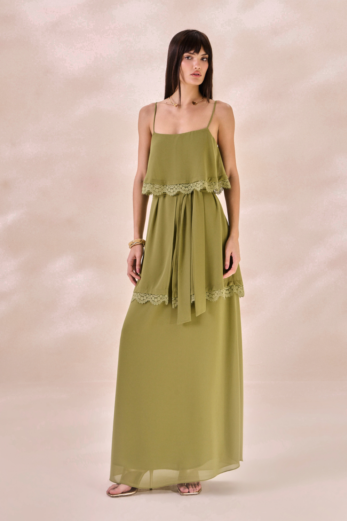 Vestido Chiffon Solange Verde Alecrim