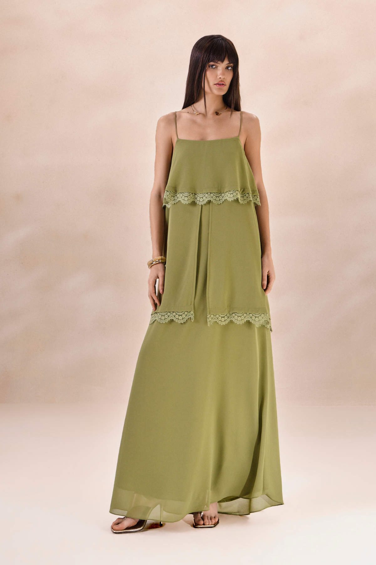 Vestido Chiffon Solange Verde Alecrim