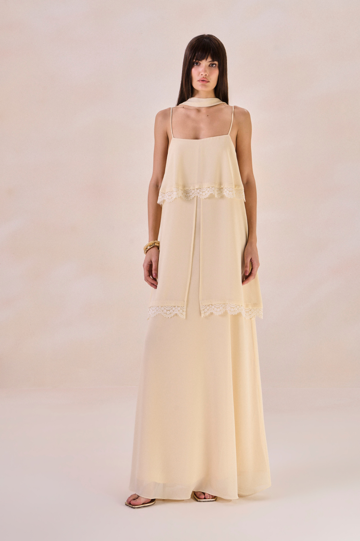 Vestido Chiffon Solange Amarelo Pó
