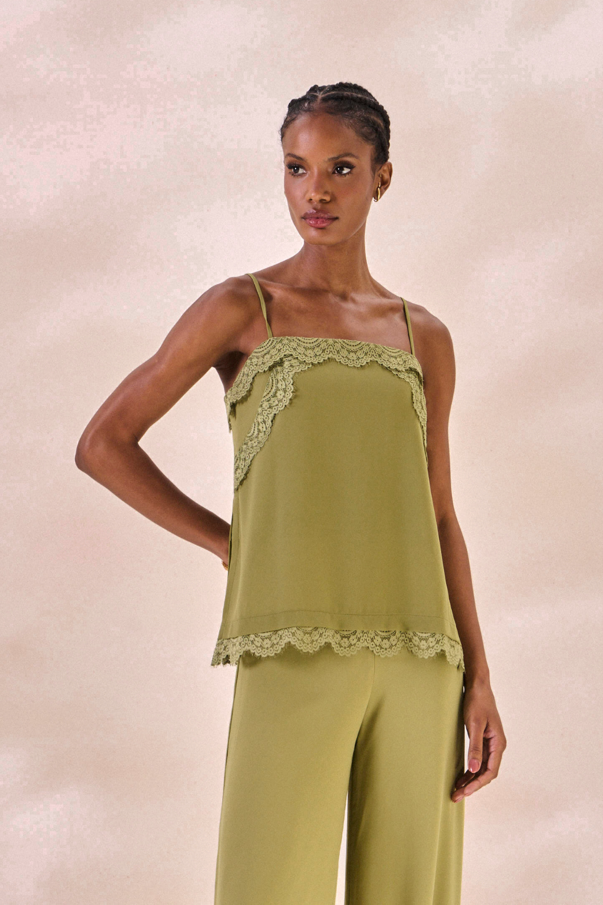 Regata Chiffon Solange Verde Alecrim