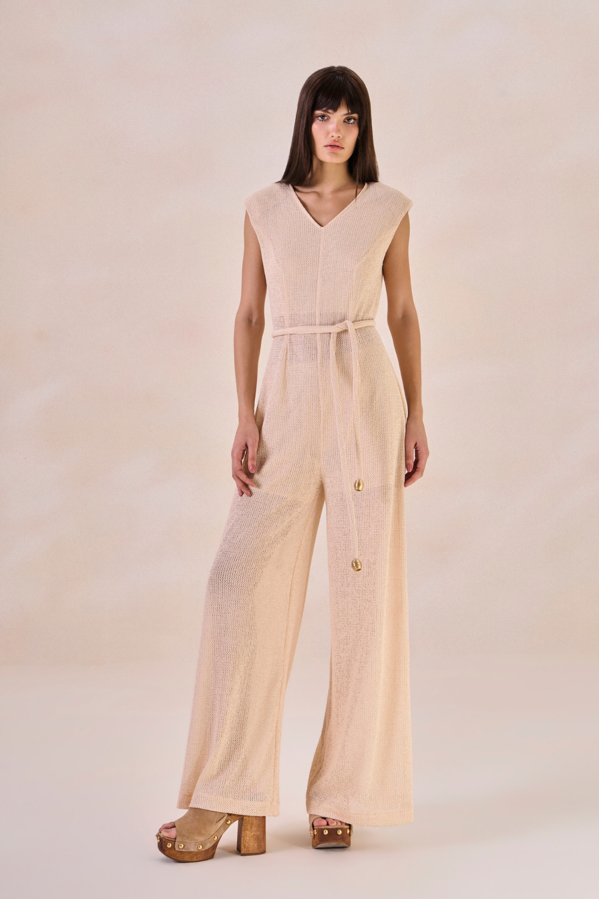 Macacão Pantalona Biena Areia