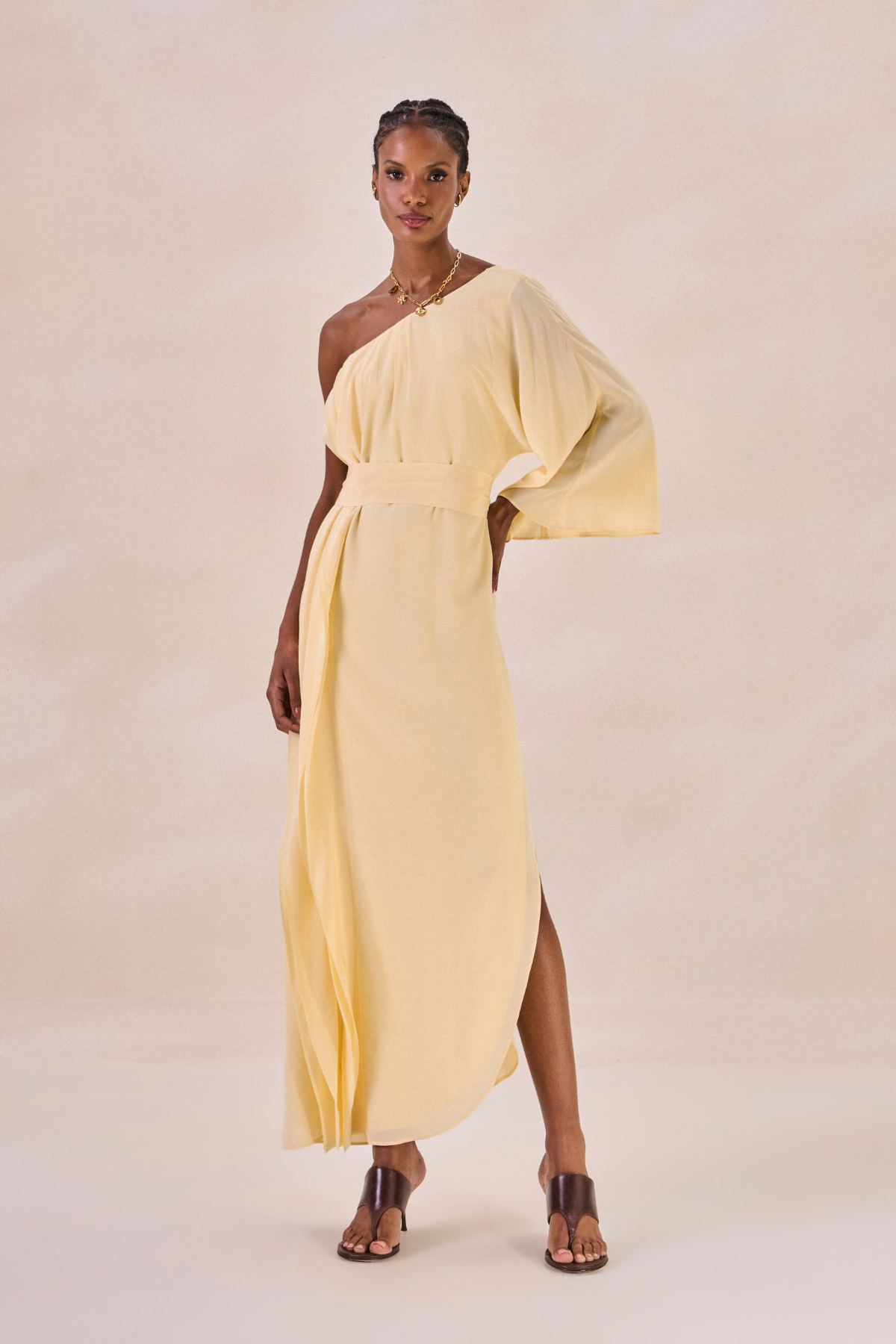 Vestido Waves Margot Amarelo Pó