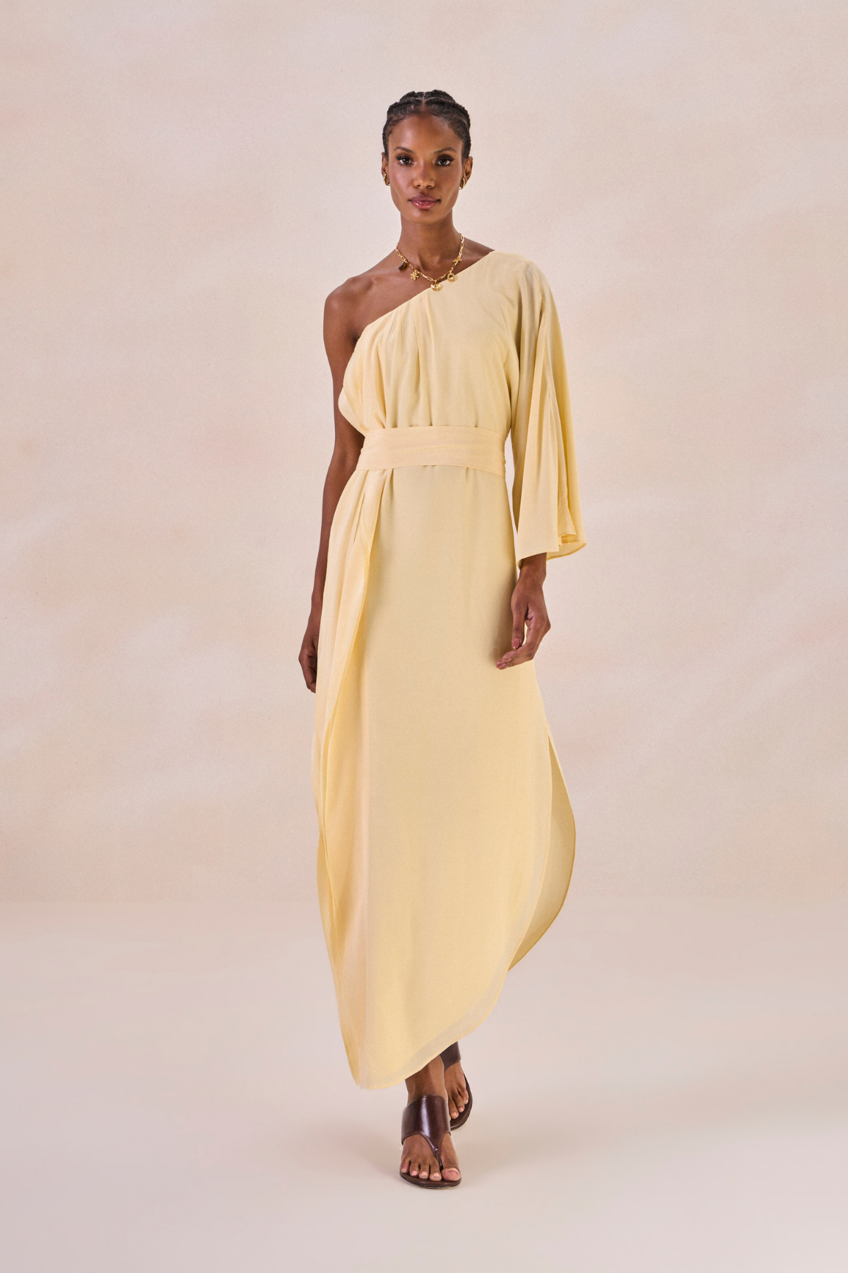Vestido Waves Margot Amarelo Pó