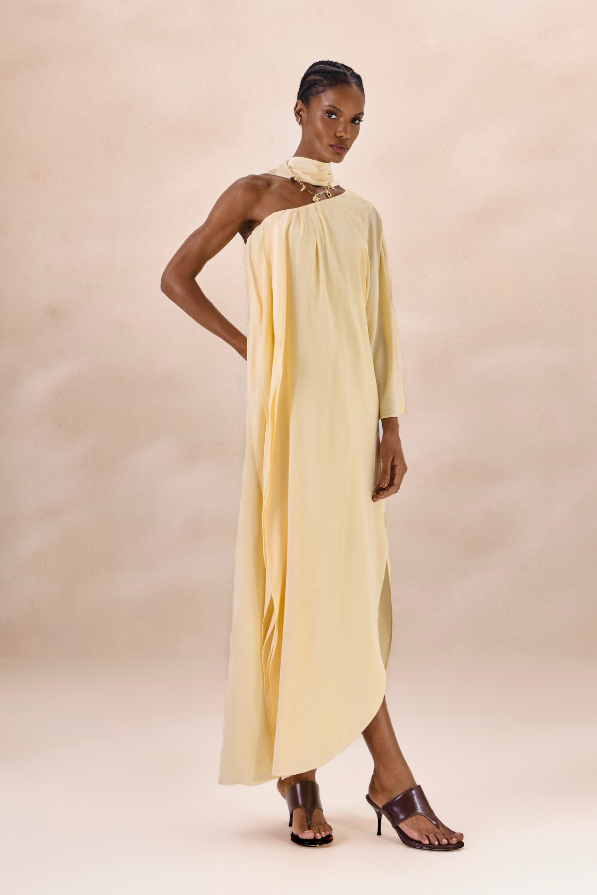 Vestido Waves Margot Amarelo Pó