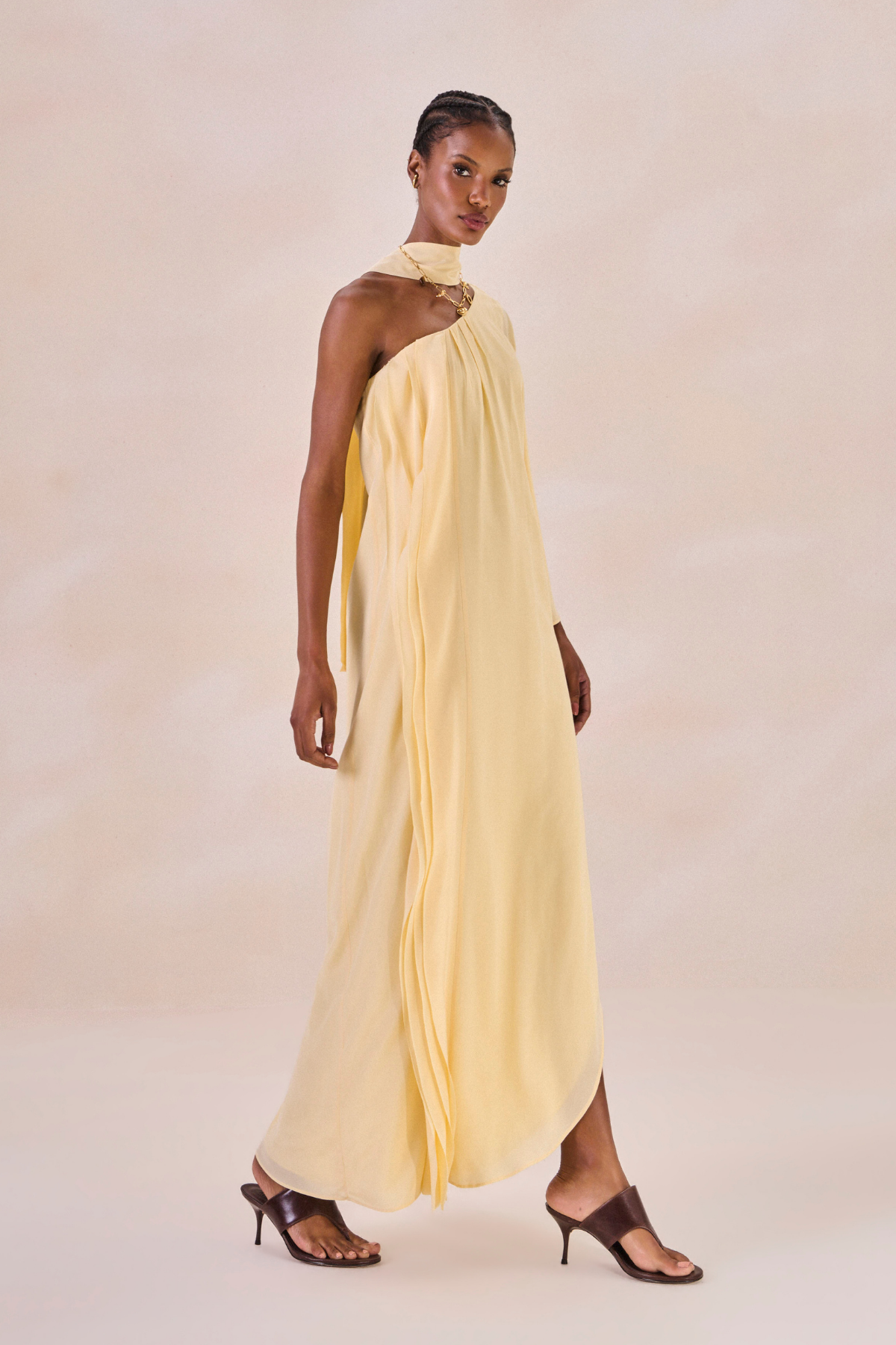 Vestido Waves Margot Amarelo Pó