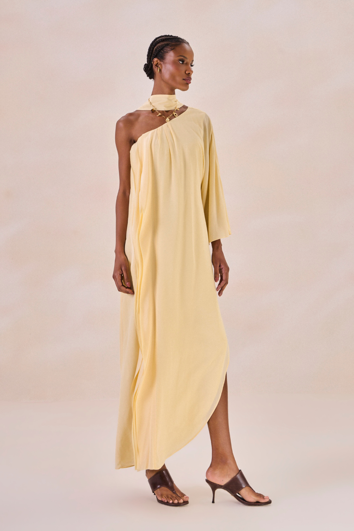 Vestido Waves Margot Amarelo Pó
