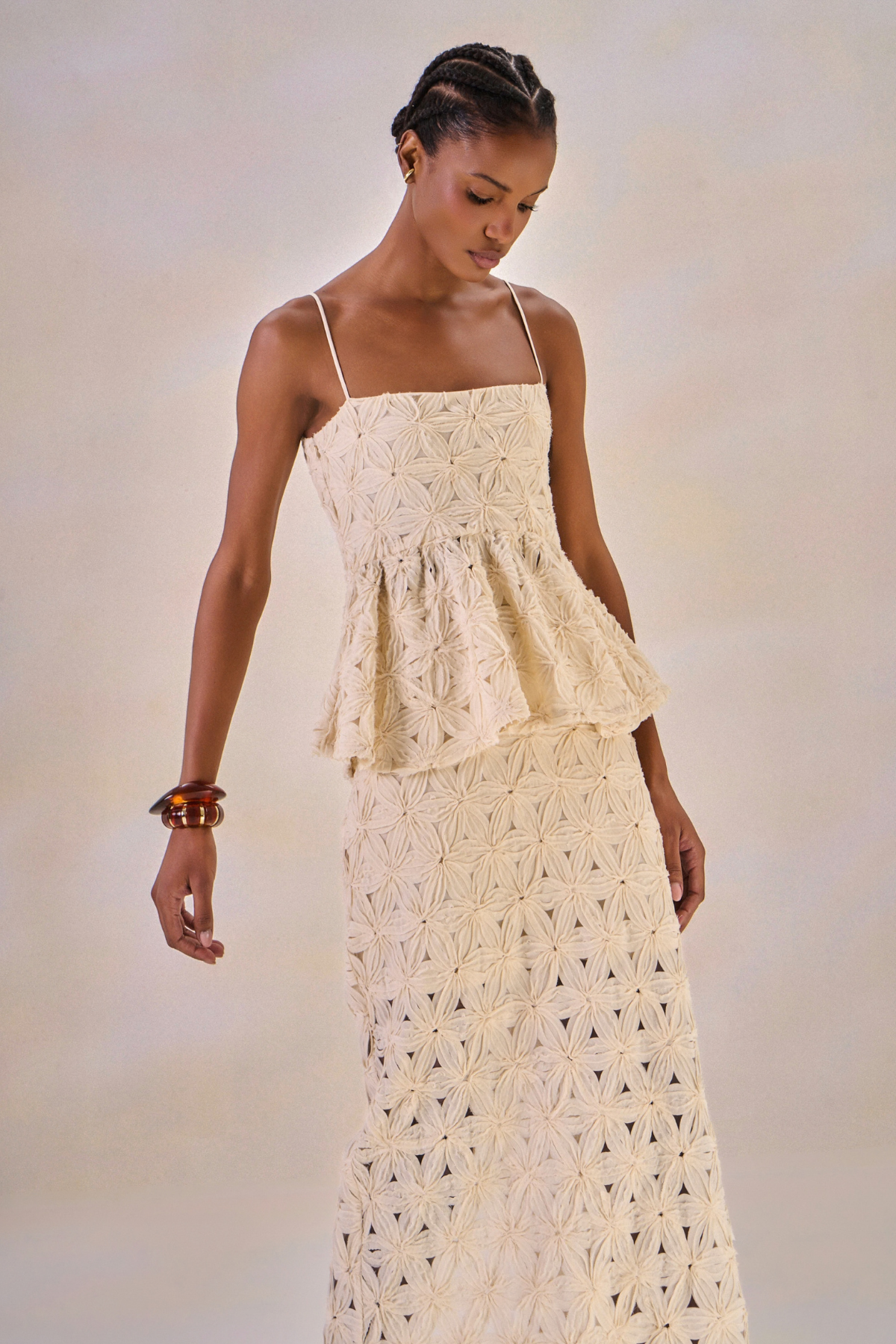 Blusa Tule Bordado Rayssa Creme