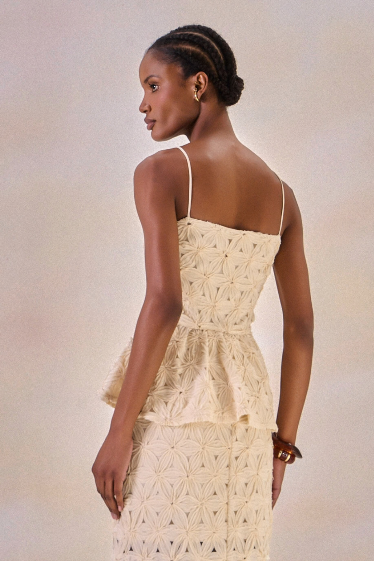 Blusa Tule Bordado Rayssa Creme