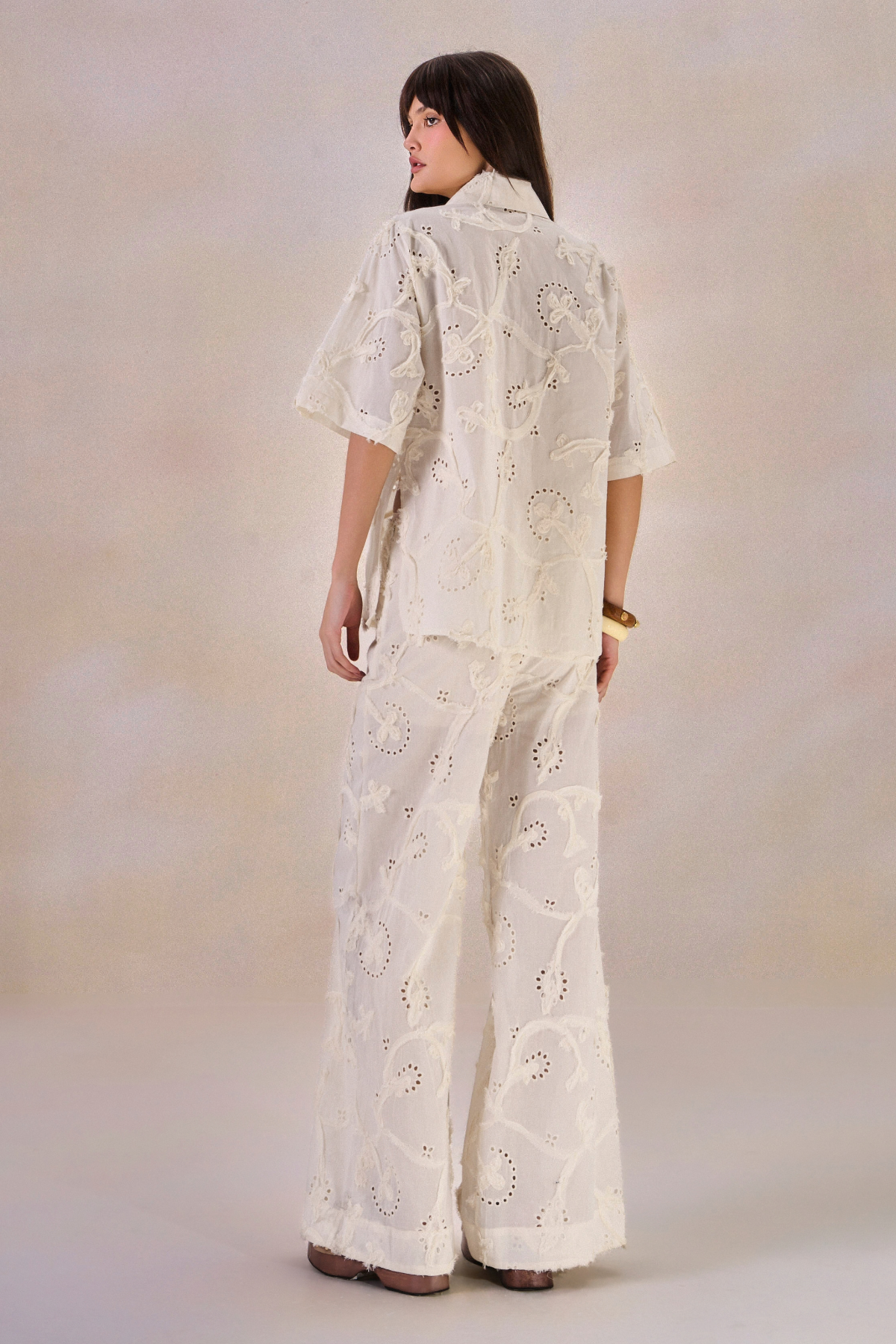 Calça Pantalona Laise Simone Off White