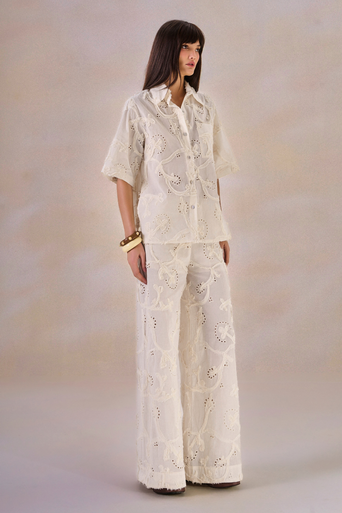 Calça Pantalona Laise Simone Off White