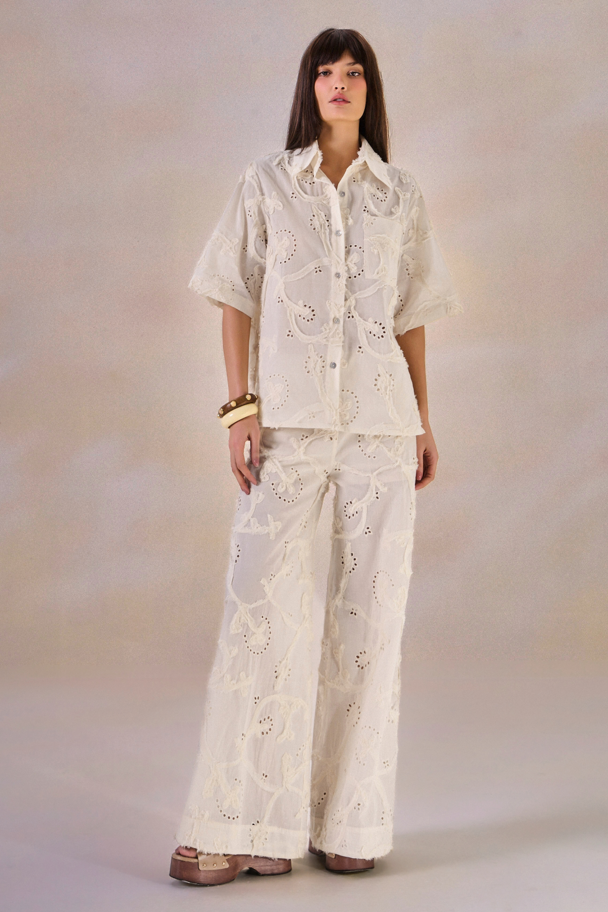 Calça Pantalona Laise Simone Off White