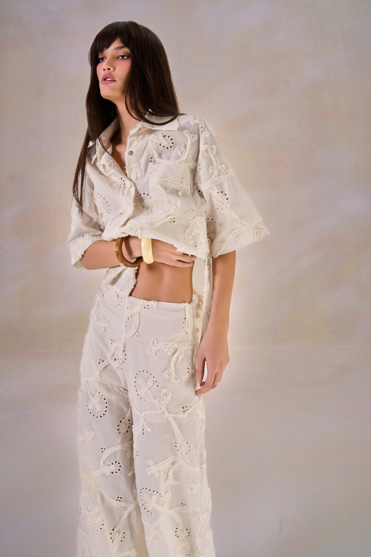 Calça Pantalona Laise Simone Off White