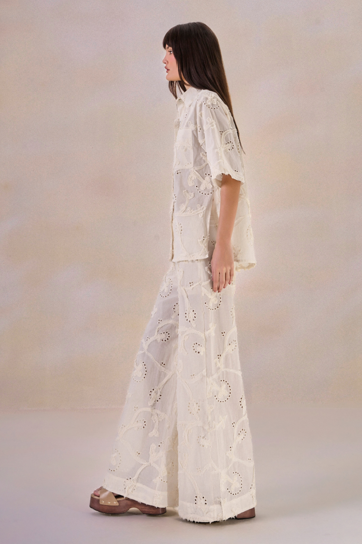 Calça Pantalona Laise Simone Off White