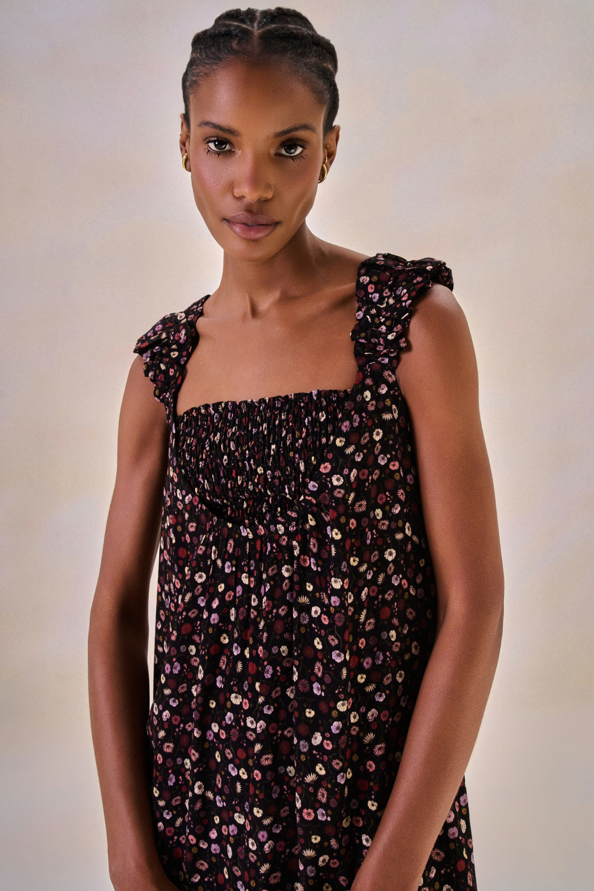 Vestido Viscose Fleur Estampa Flor Preto
