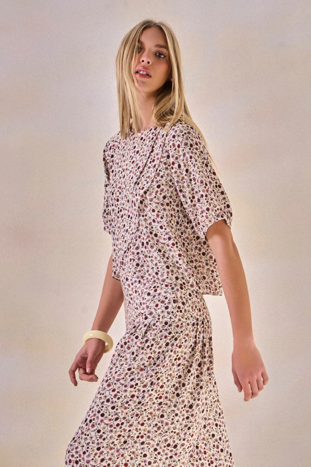 Blusa Viscose Fleur Estampa Flor Off White