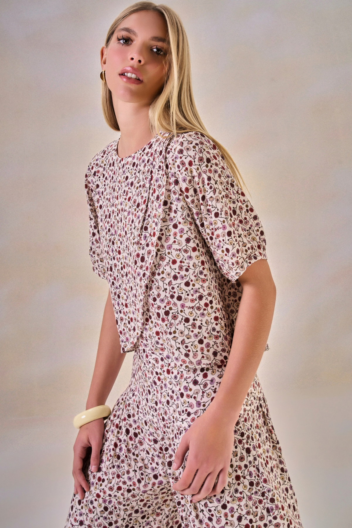 Blusa Viscose Fleur Estampa Flor Off White