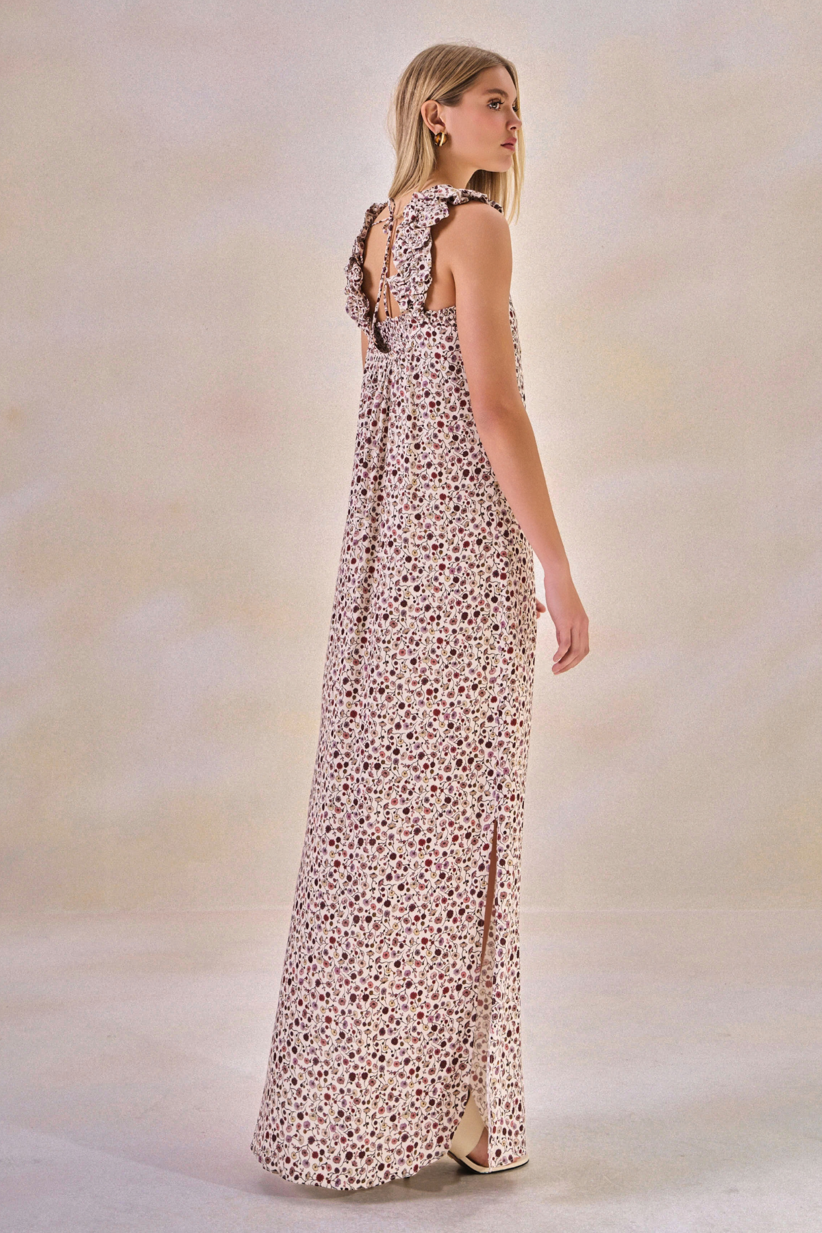 Vestido Viscose Fleur Estampa Flor Off White