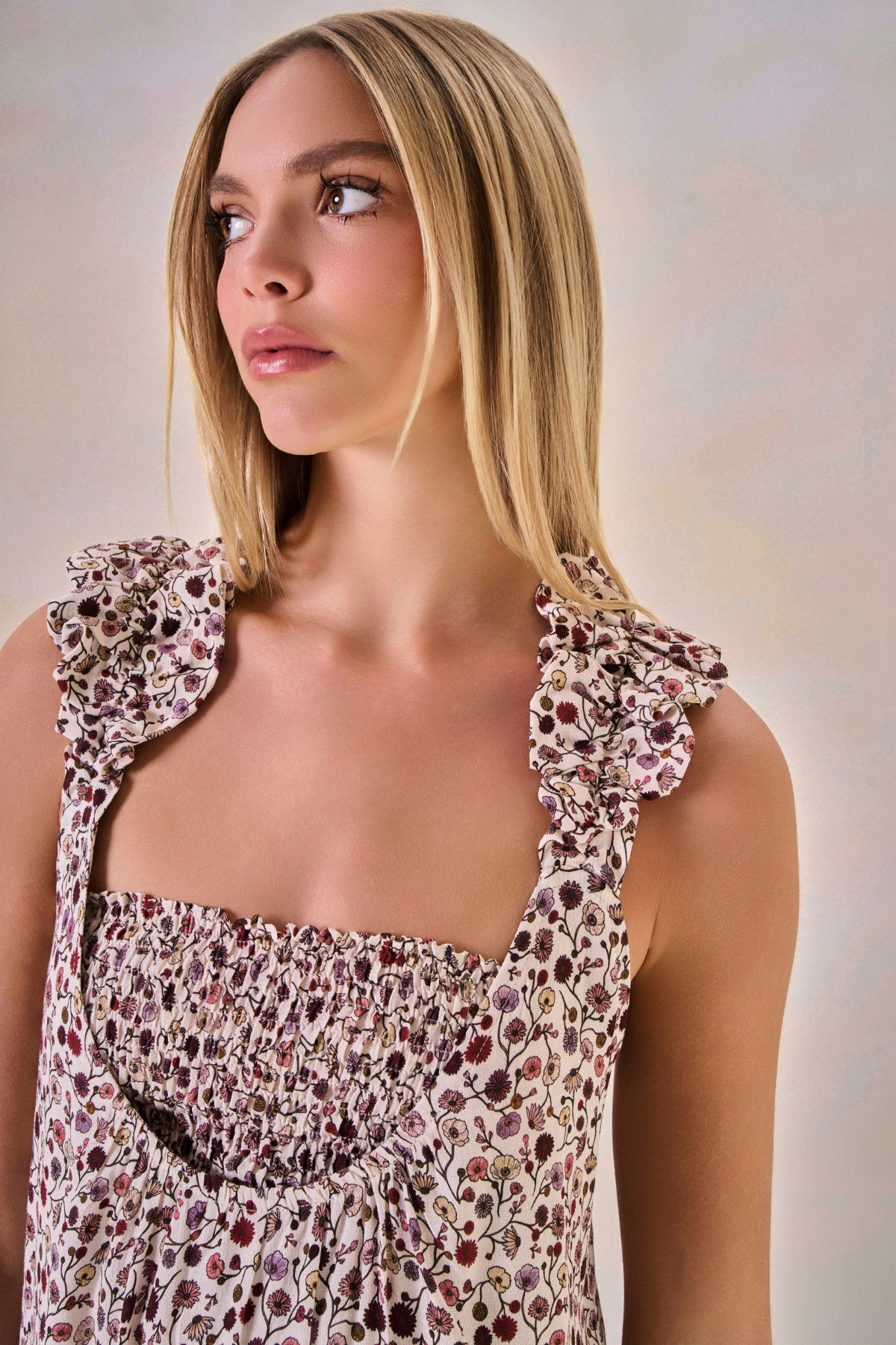 Vestido Viscose Fleur Estampa Flor Off White