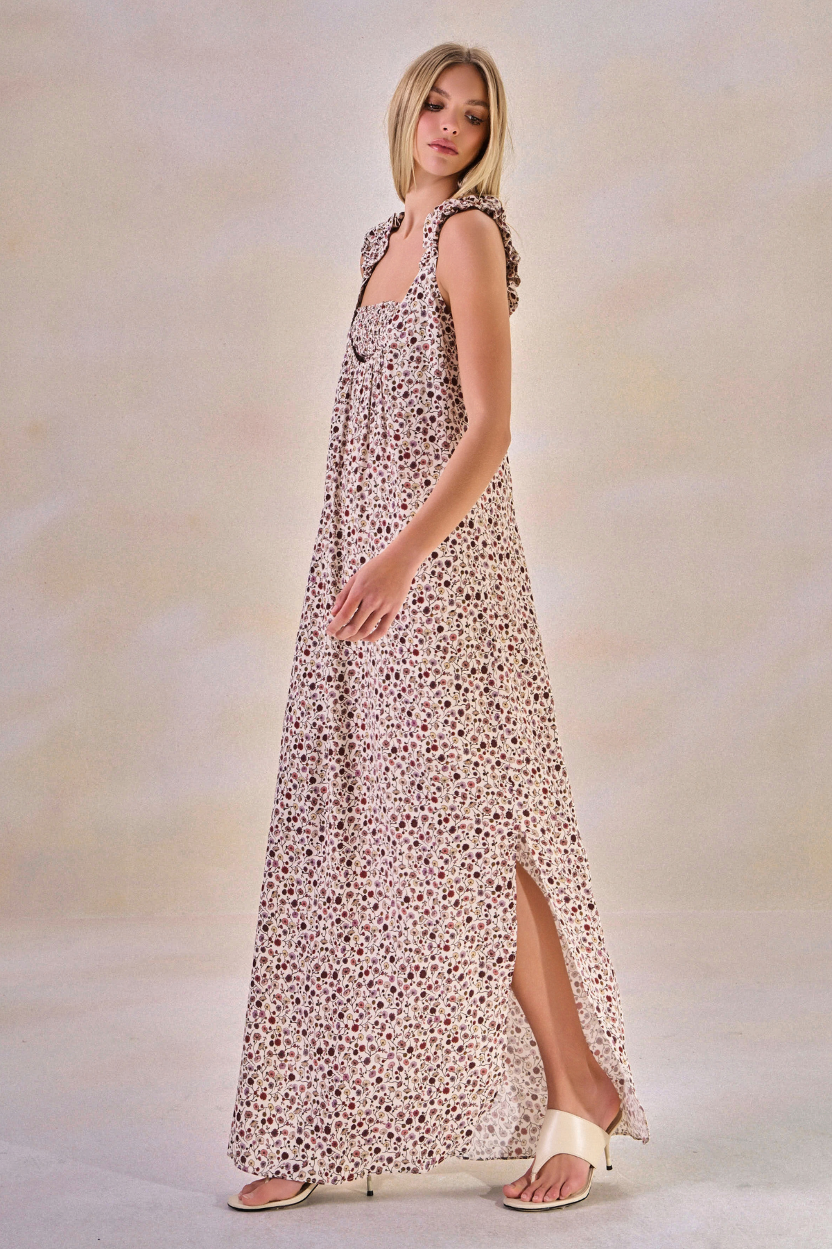 Vestido Viscose Fleur Estampa Flor Off White