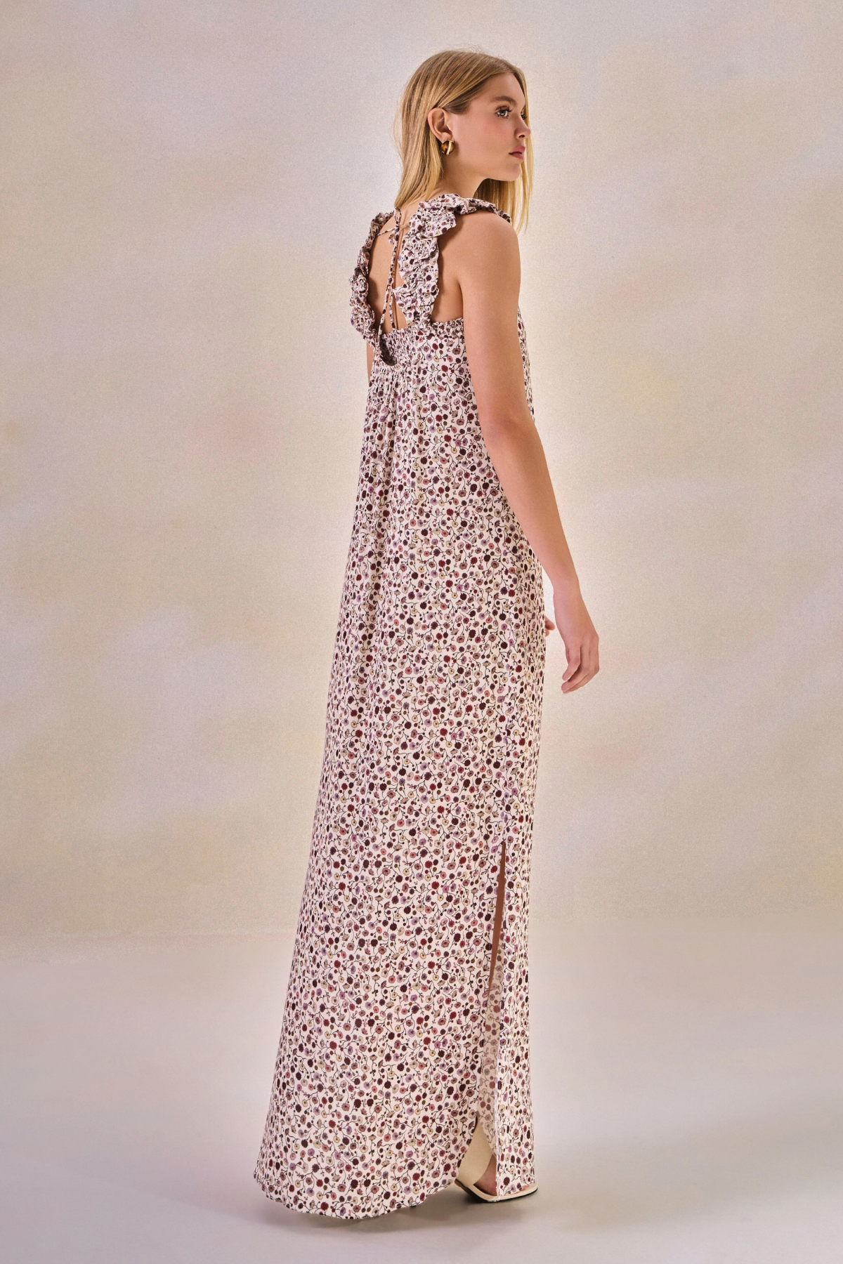 Vestido Viscose Fleur Estampa Flor Off White