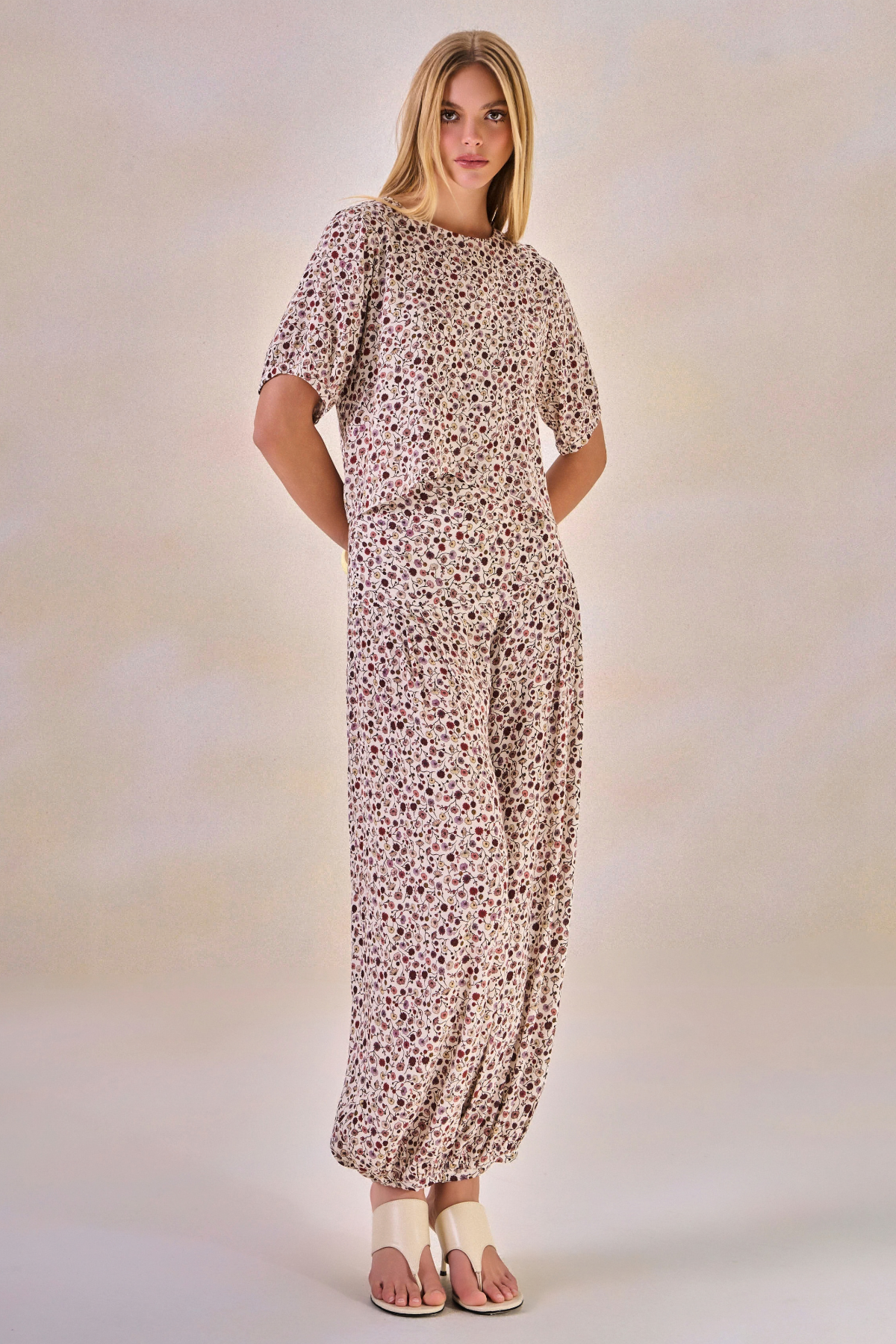 Blusa Viscose Fleur Estampa Flor Off White