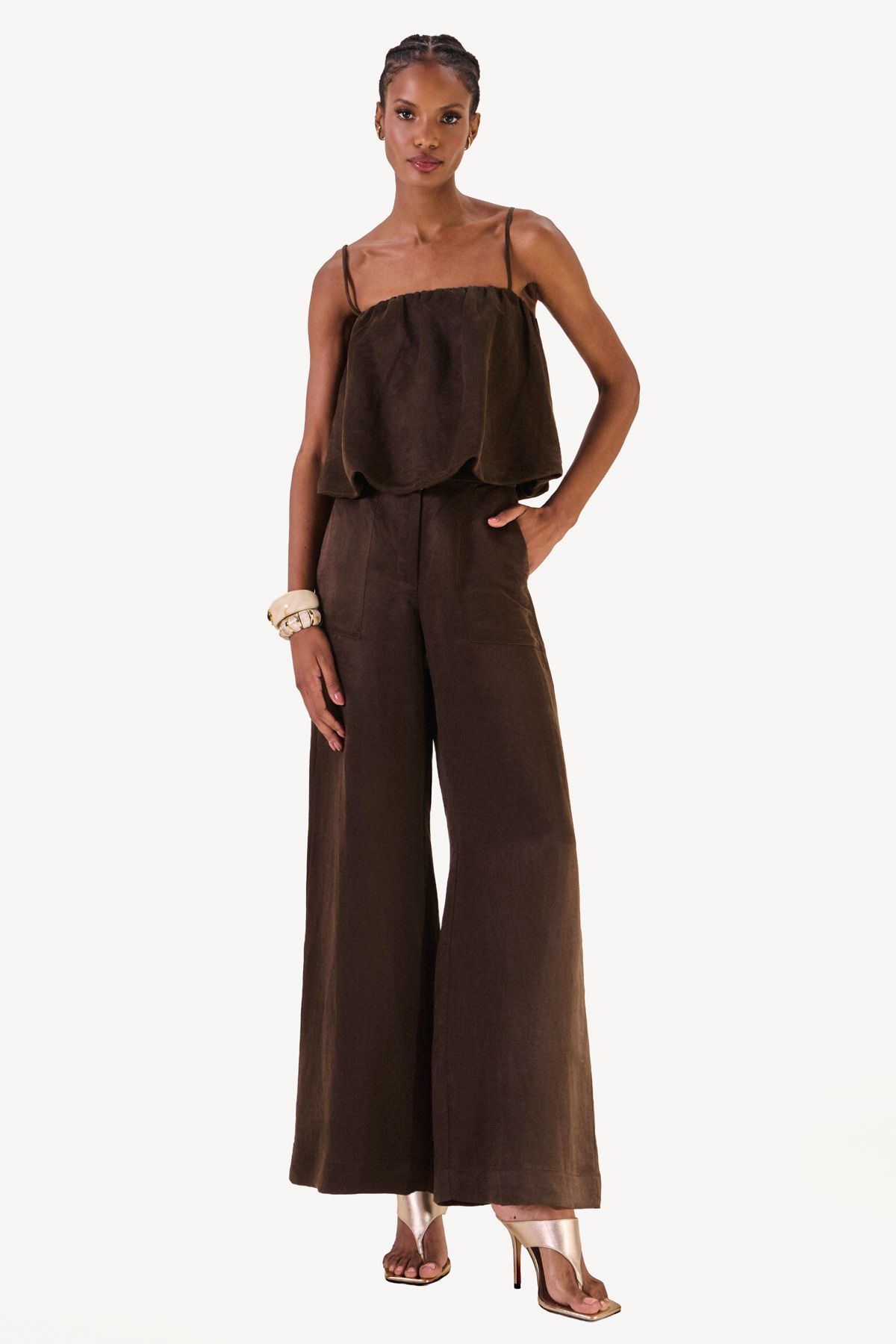 Calça Pantalona Dominique Café