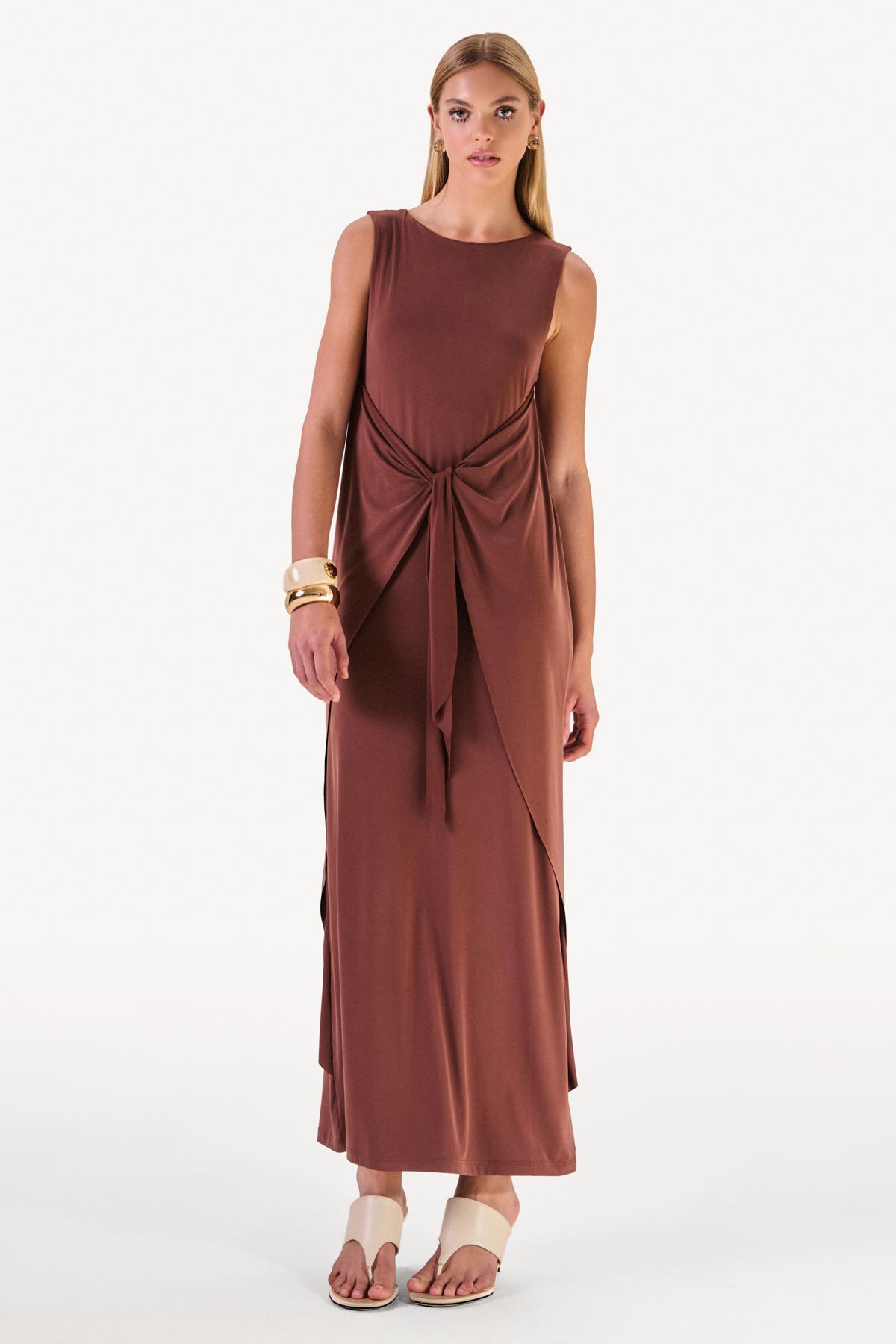 Vestido Sobreposição Melanie Marrom