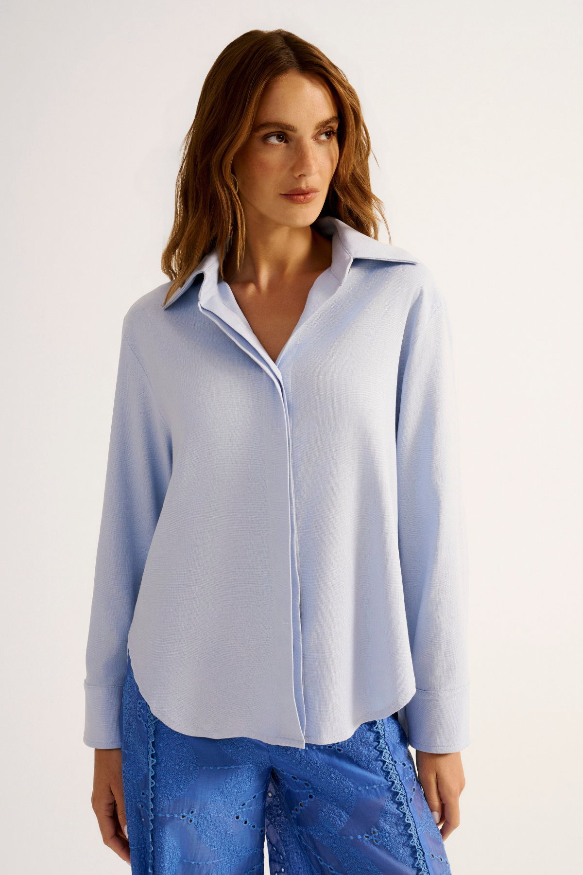 Camisa Linho Citrino Azul Claro
