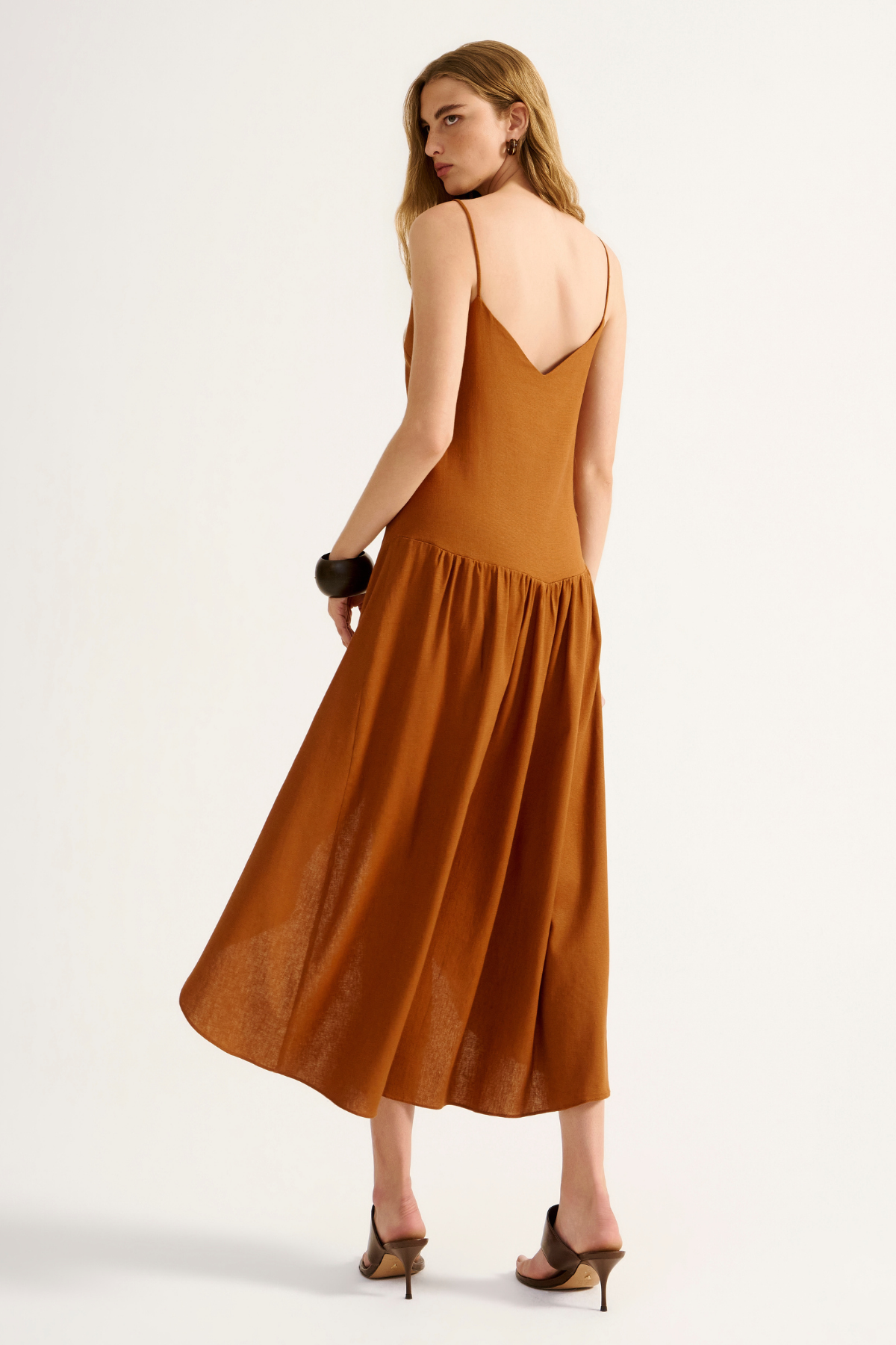 Vestido Linho Citrino Marrom
