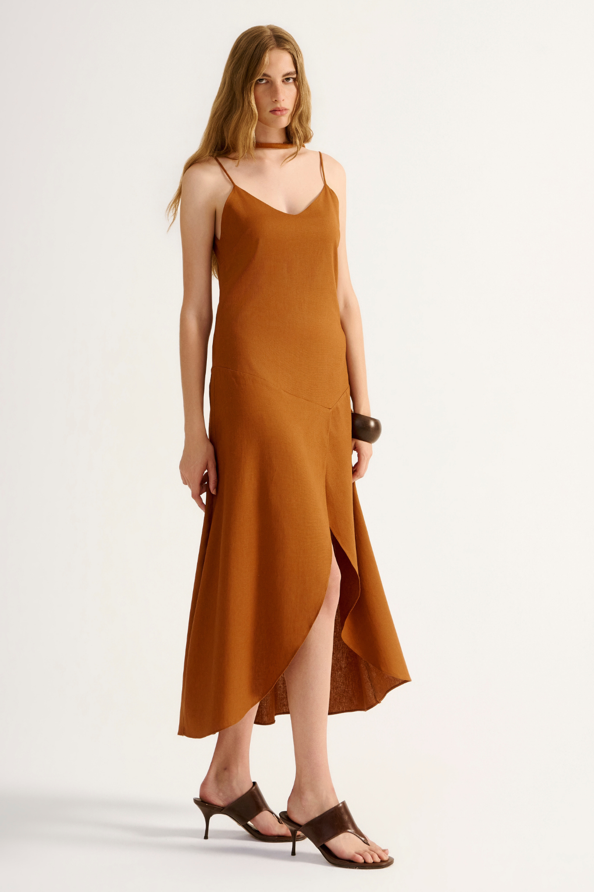 Vestido Linho Citrino Marrom