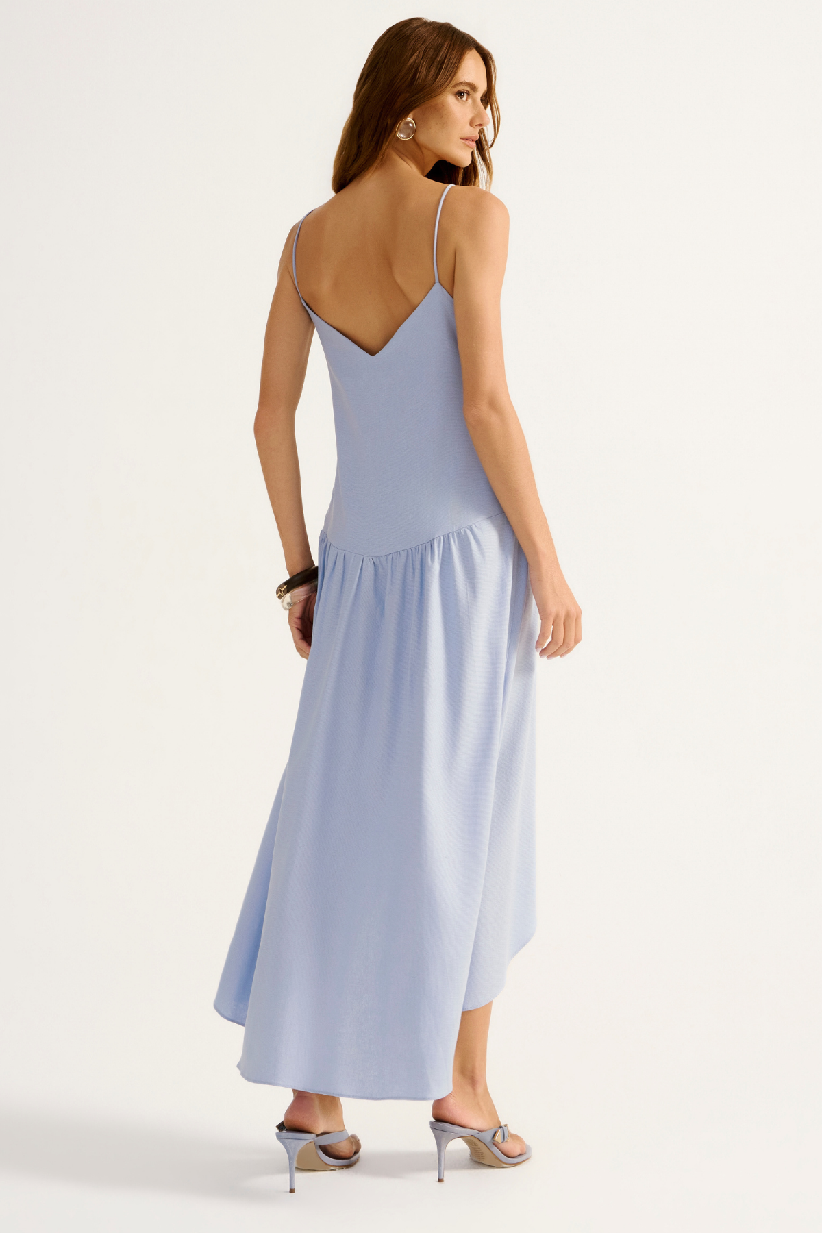 Vestido Linho Citrino Azul Claro