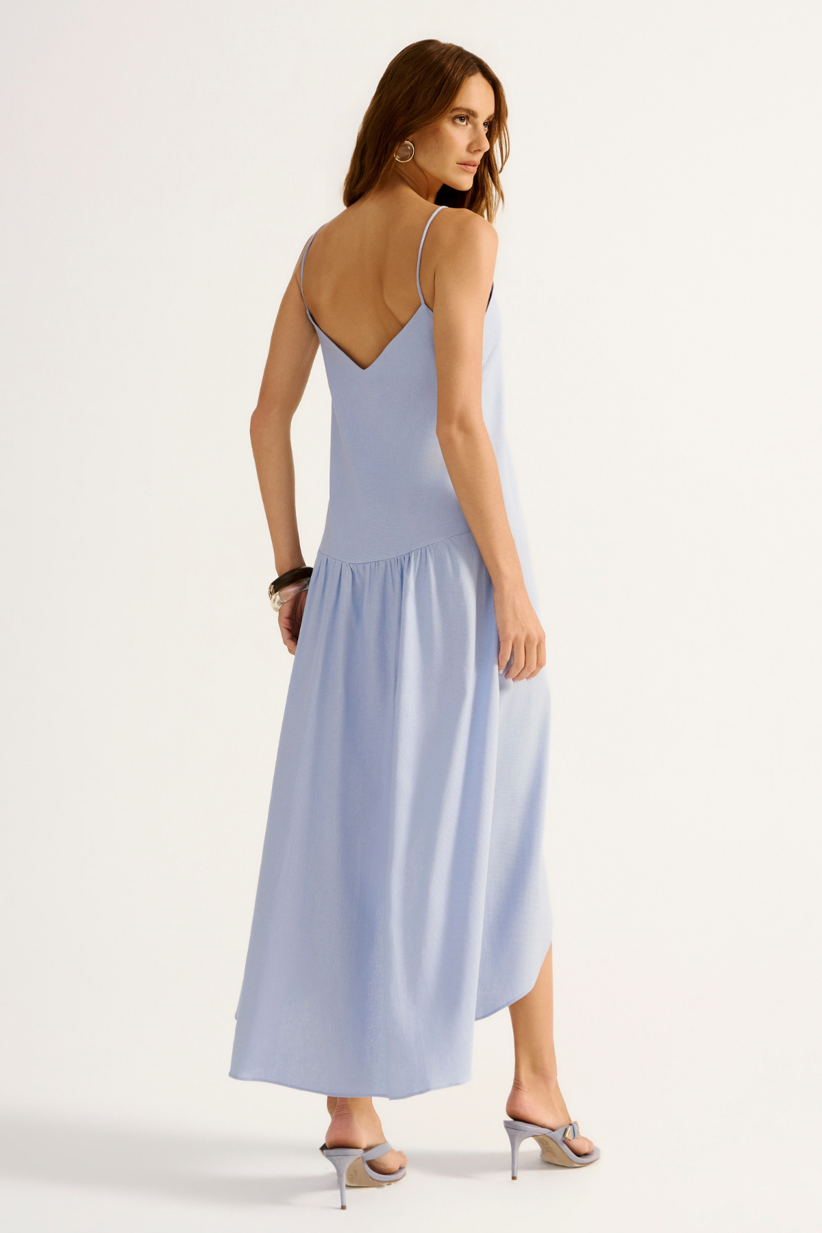 Vestido Linho Citrino Azul Claro