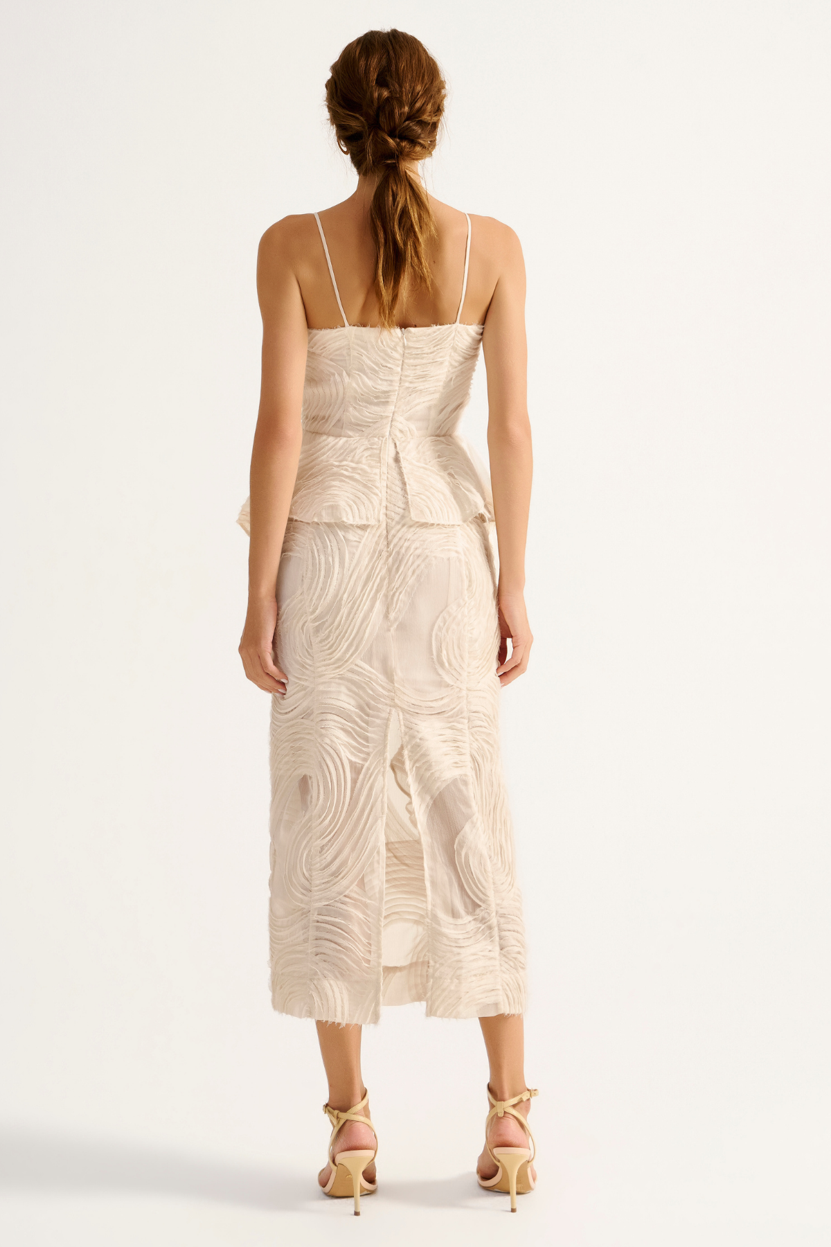 Vestido Babados Nerina Bege