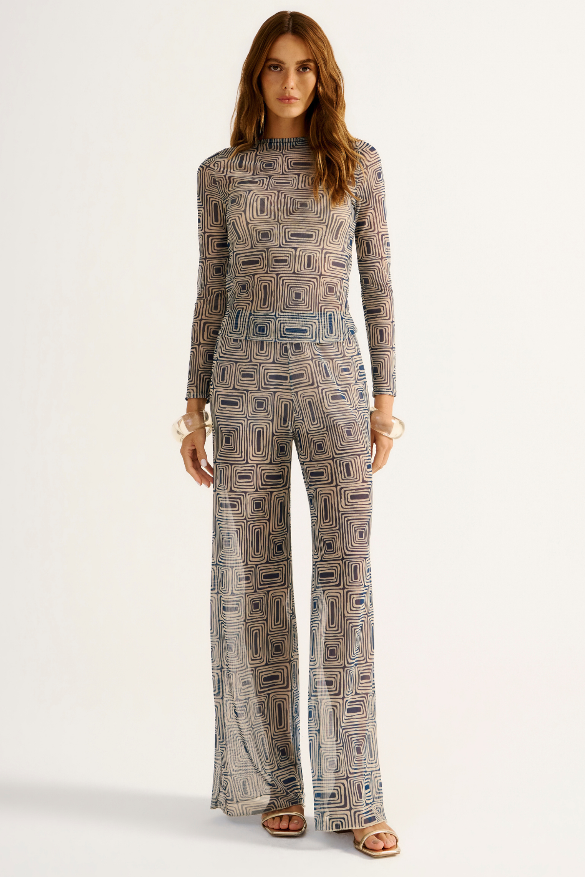 Calça Pantalona Tule Acqualume Estampado