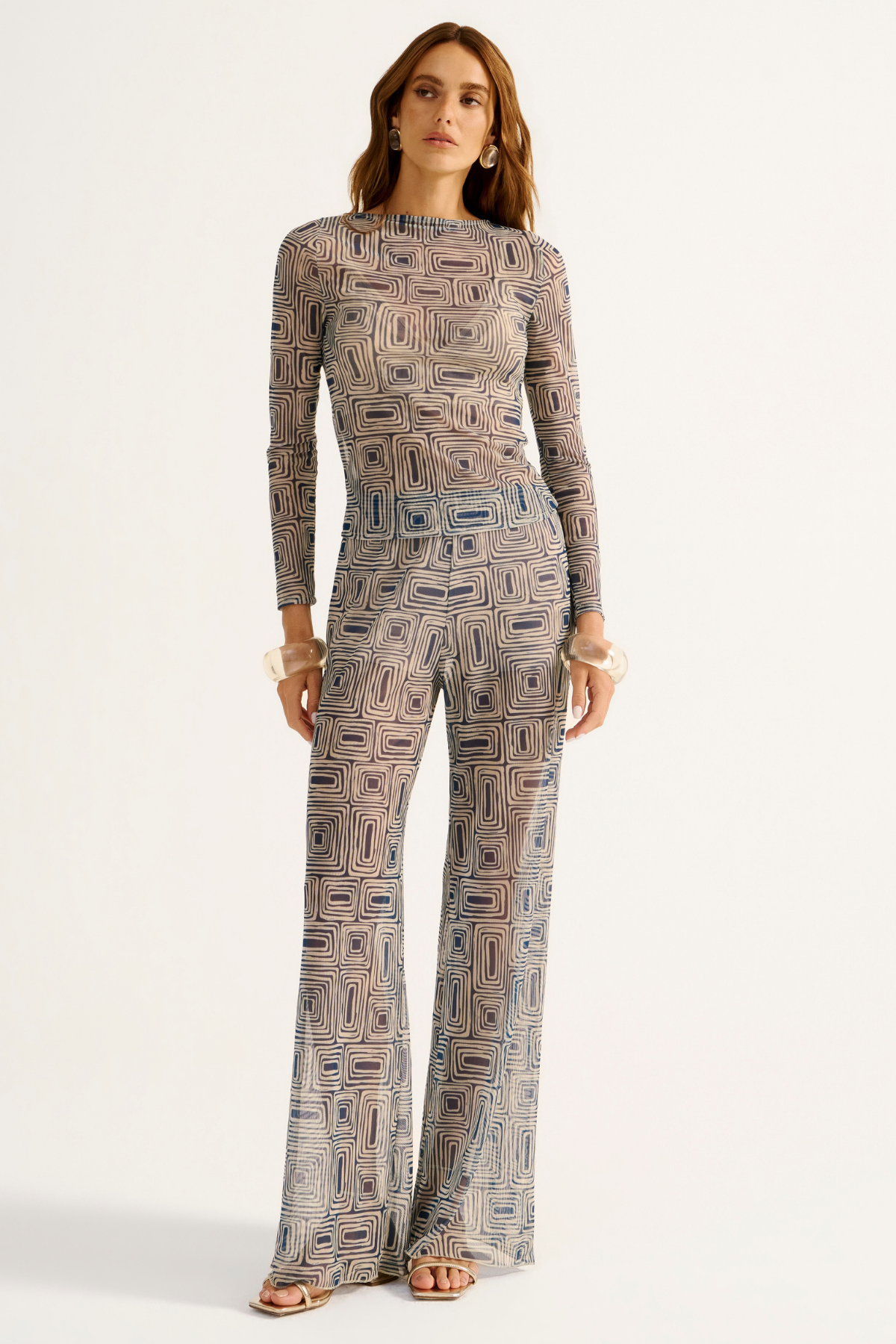 Calça Pantalona Tule Acqualume Estampado
