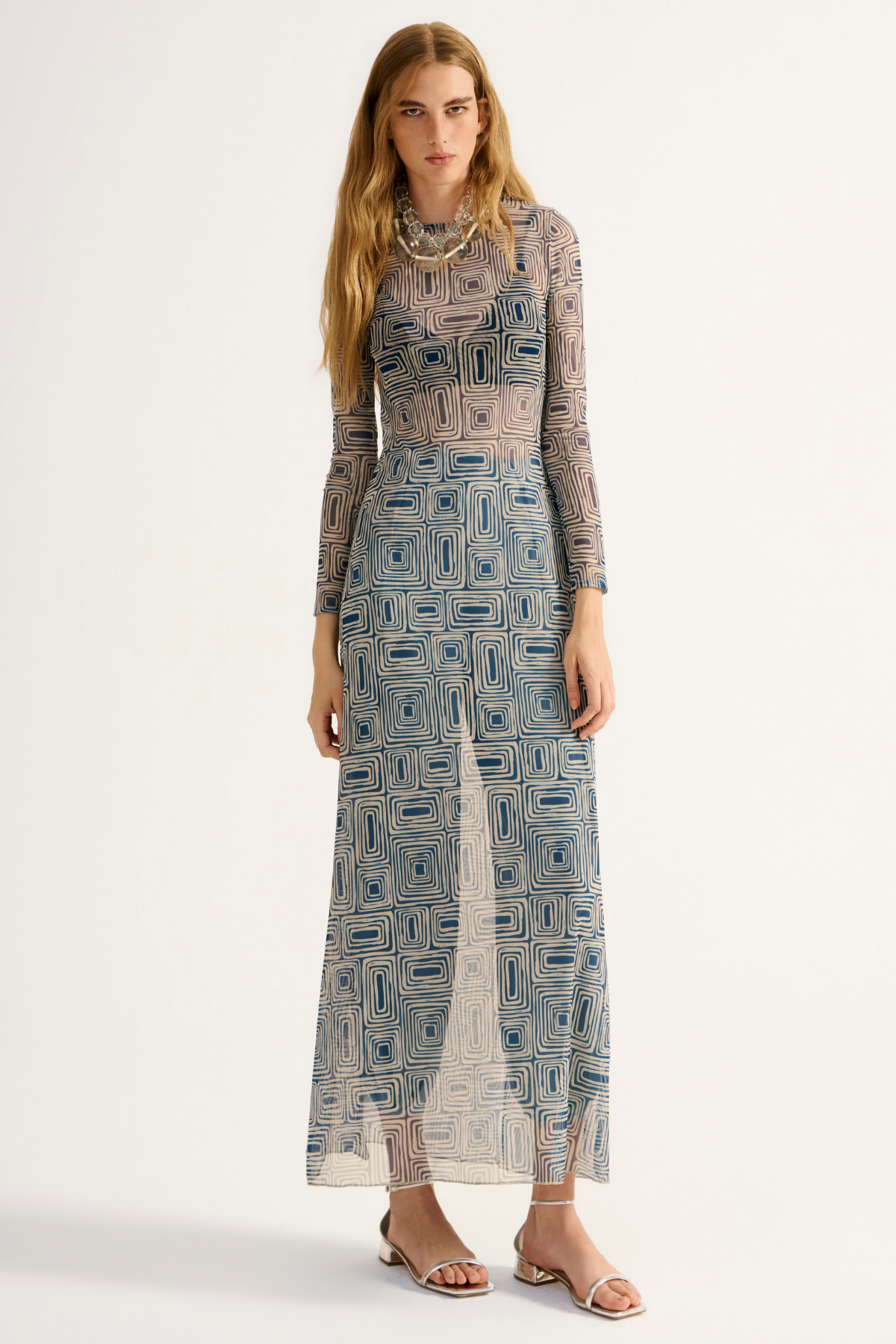 Vestido Tule Acqualume Estampado
