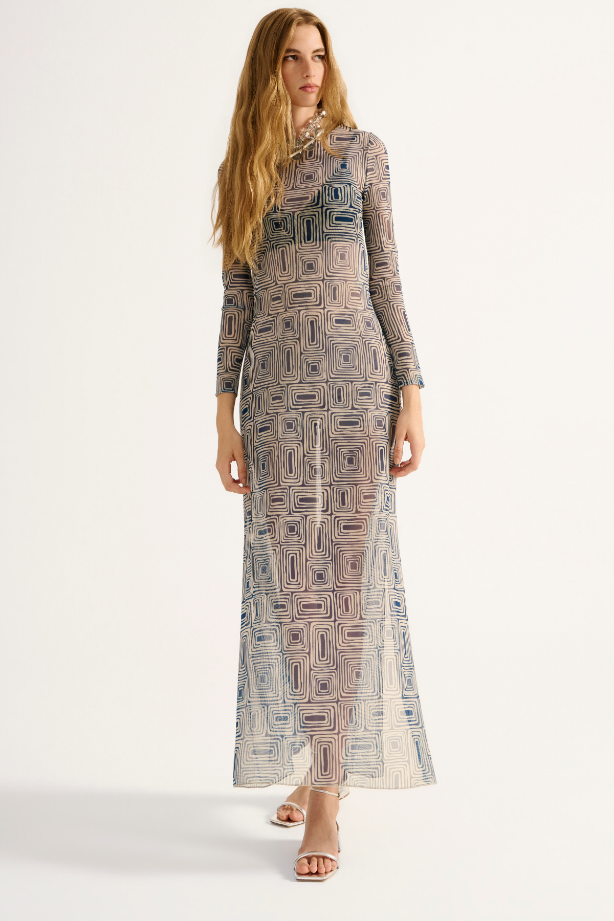 Vestido Tule Acqualume Estampado