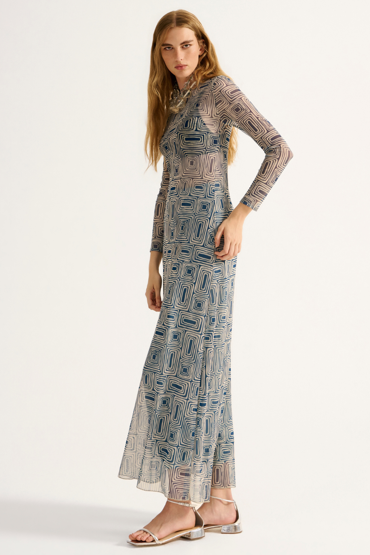 Vestido Tule Acqualume Estampado