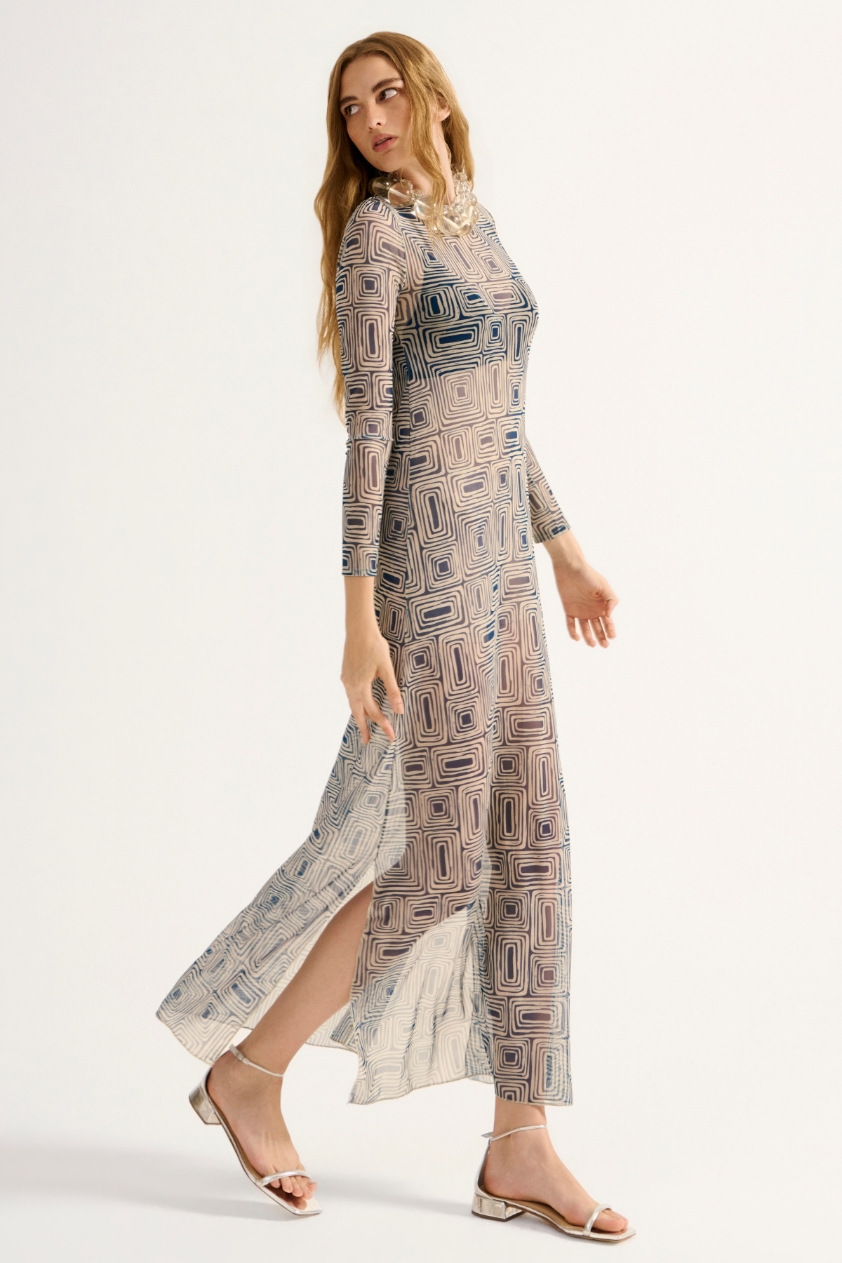 Vestido Tule Acqualume Estampado