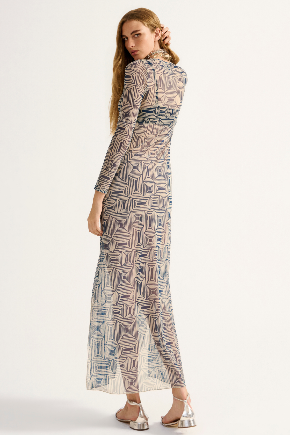 Vestido Tule Acqualume Estampado