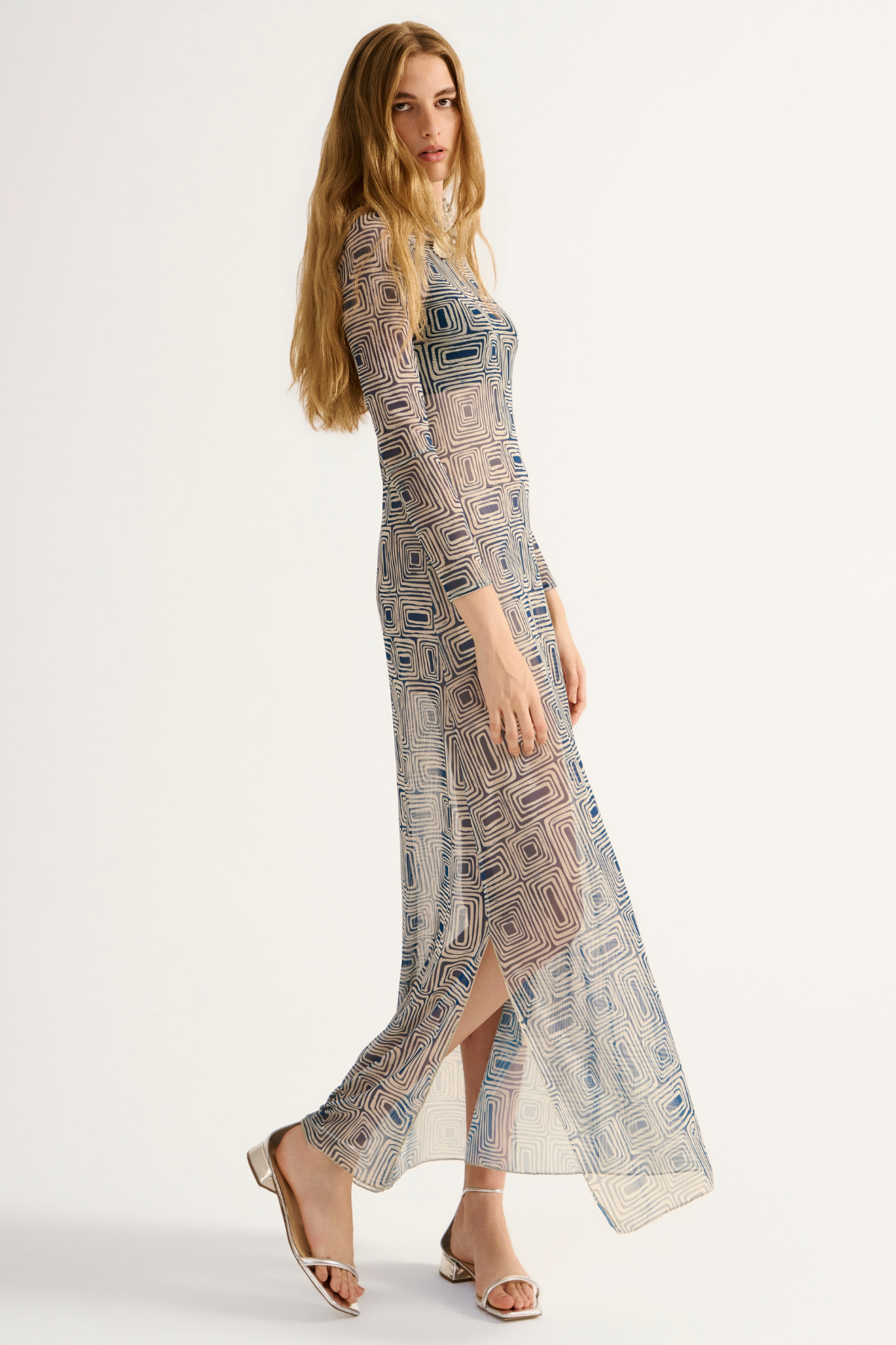 Vestido Tule Acqualume Estampado