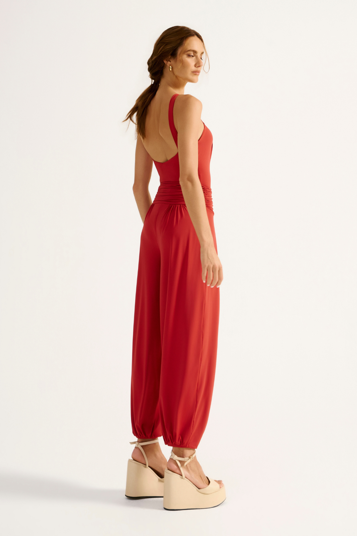 Calça Pregas Safira Vermelho