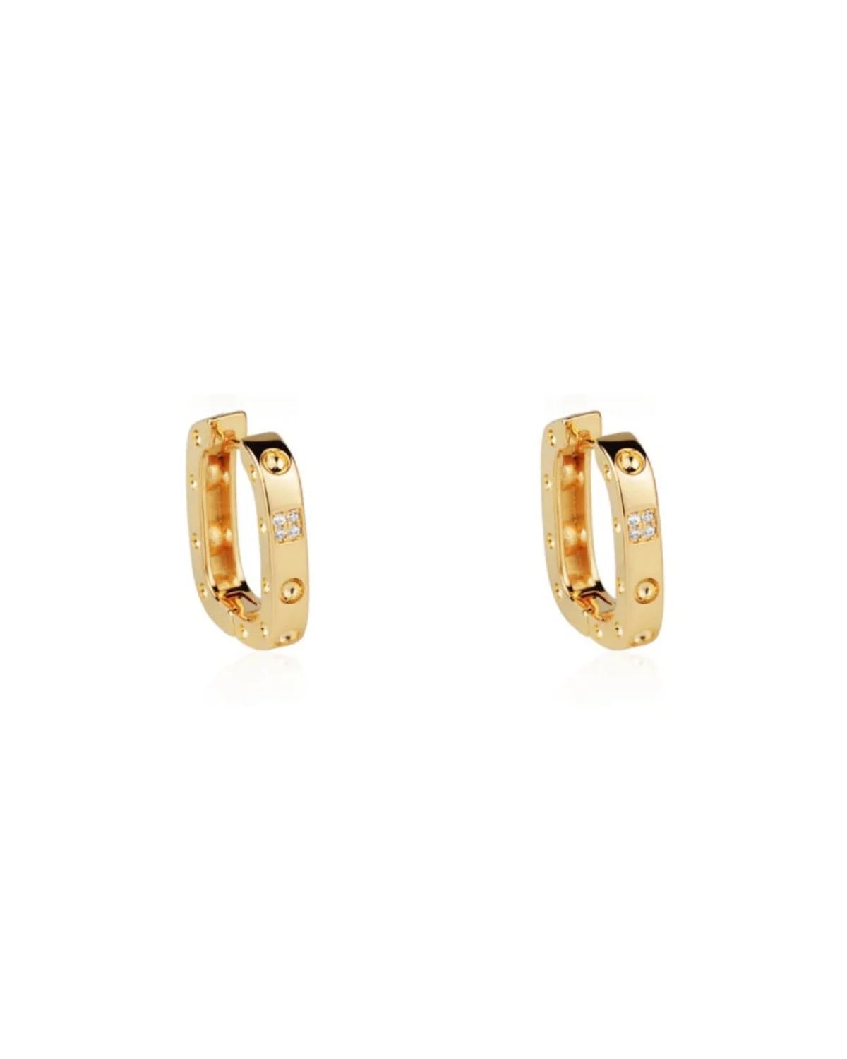 Brinco Argola Retangular Dourada P, M ou G
