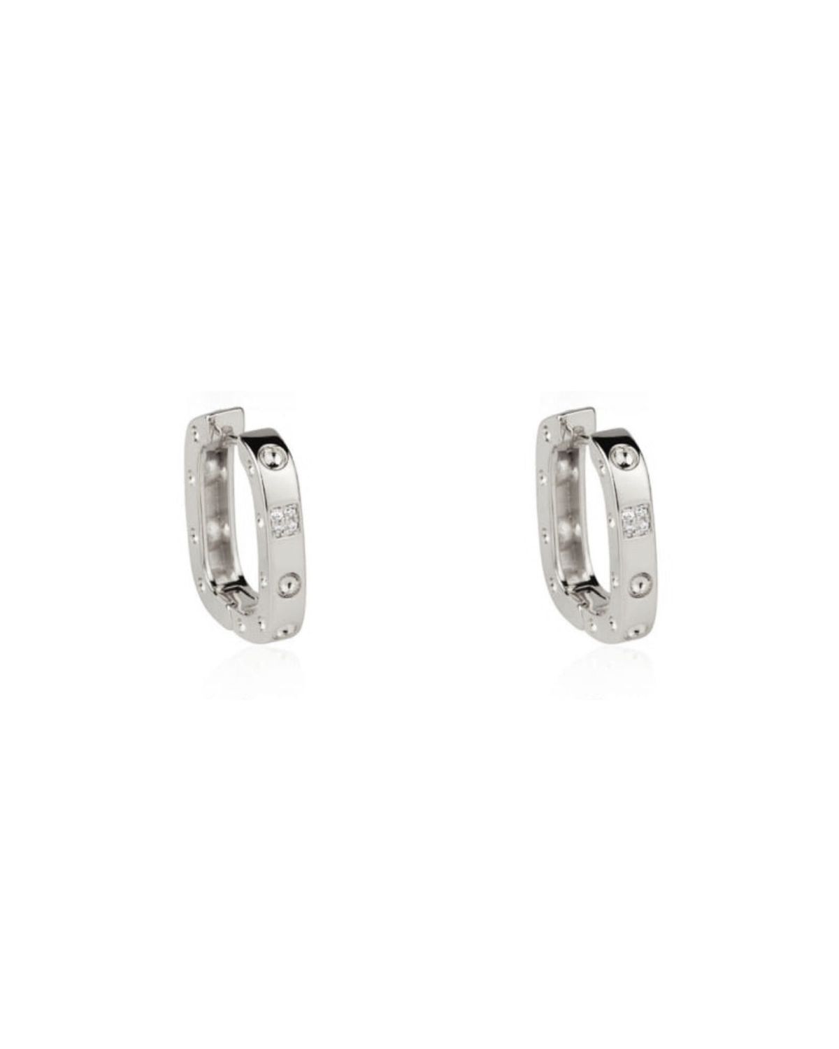 Brinco Argola Retangular Prateada P, M ou G