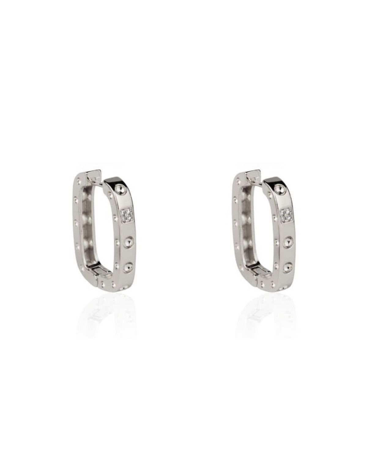 Brinco Argola Retangular Prateada P, M ou G