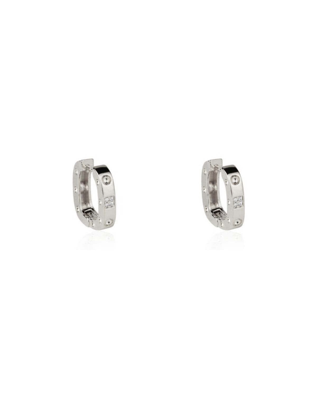 Brinco Argola Retangular Prateada P, M ou G